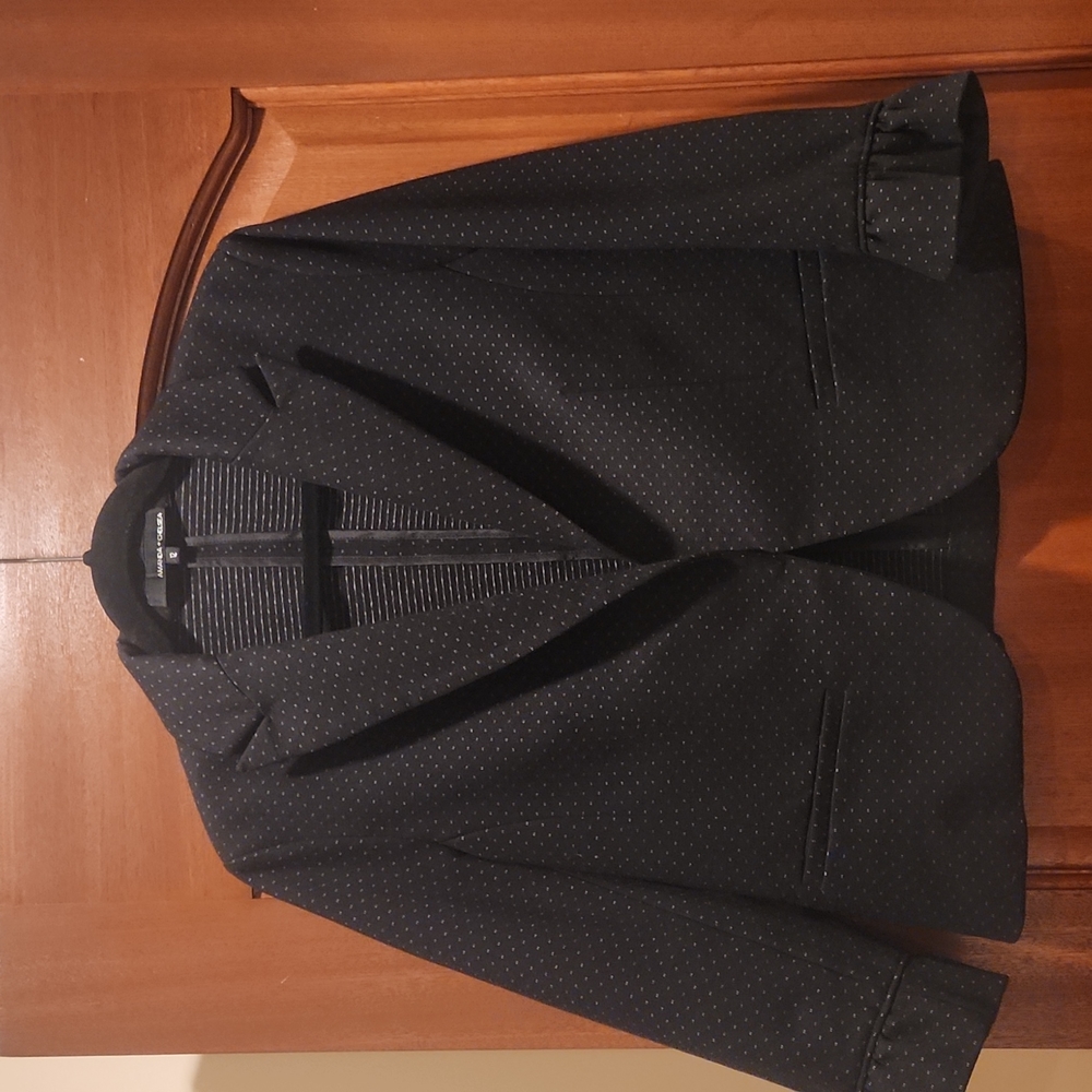 AMANDA & CHELSEA 12 Black Polka Dot Jacket Blazer 3/4 Ruffle Sleeve - Picture 5 of 16